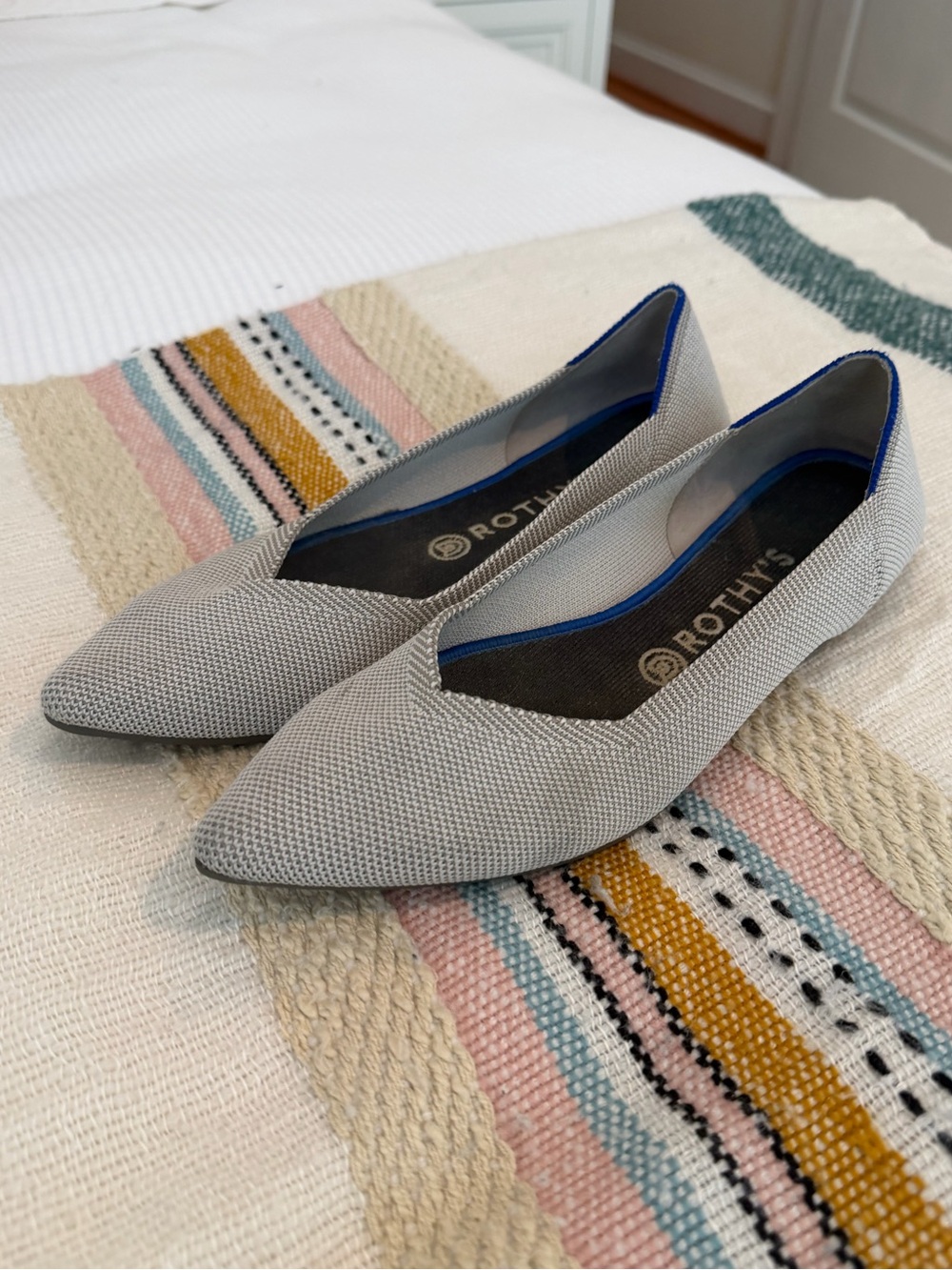 Rothy's Women's Pointed Toe Flats in Light Gray
